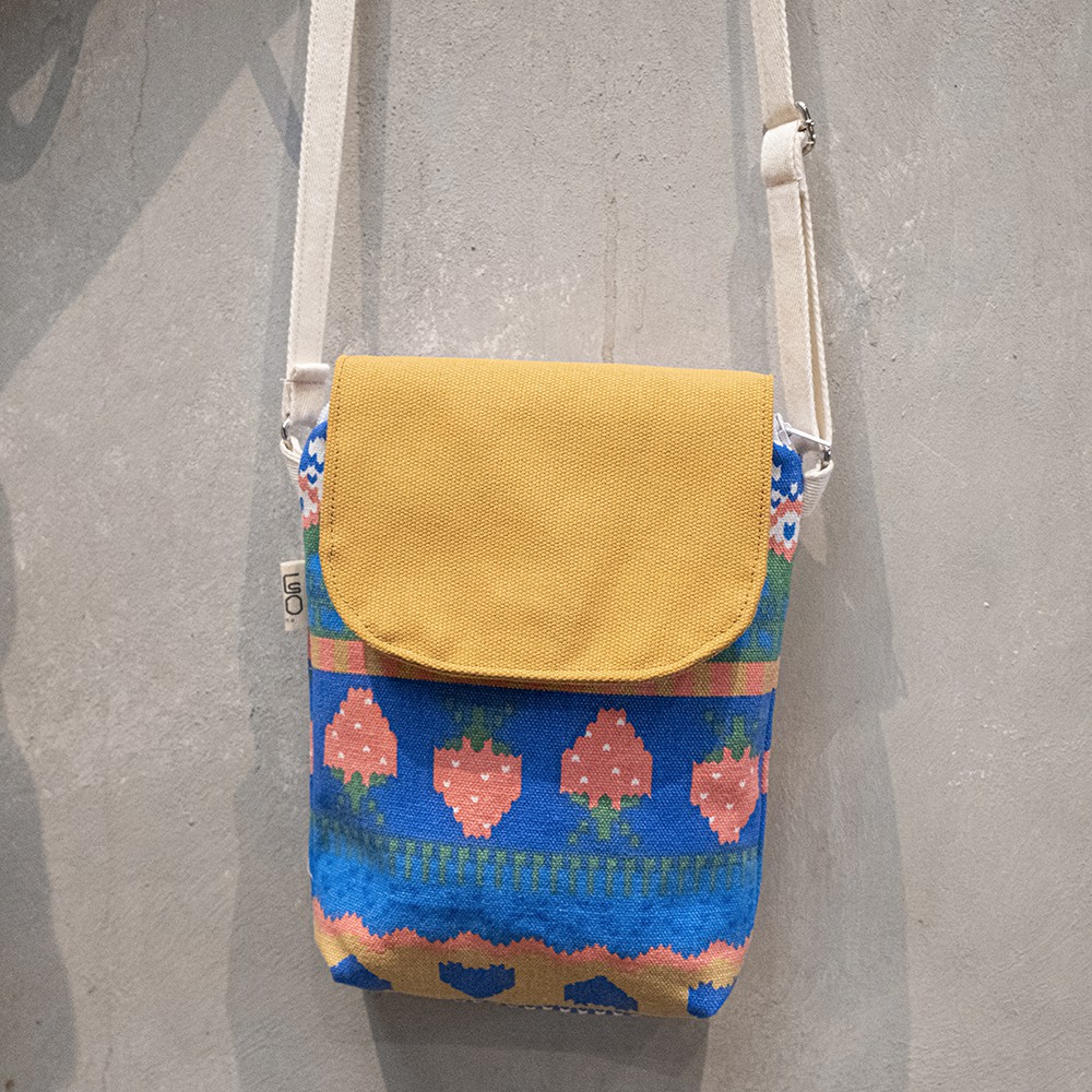 Túi đeo chéo nữ họa tiết thổ cẩm có nắp, 2 ngăn, có khóa kéo Nemo Handmade - TDTCTDH