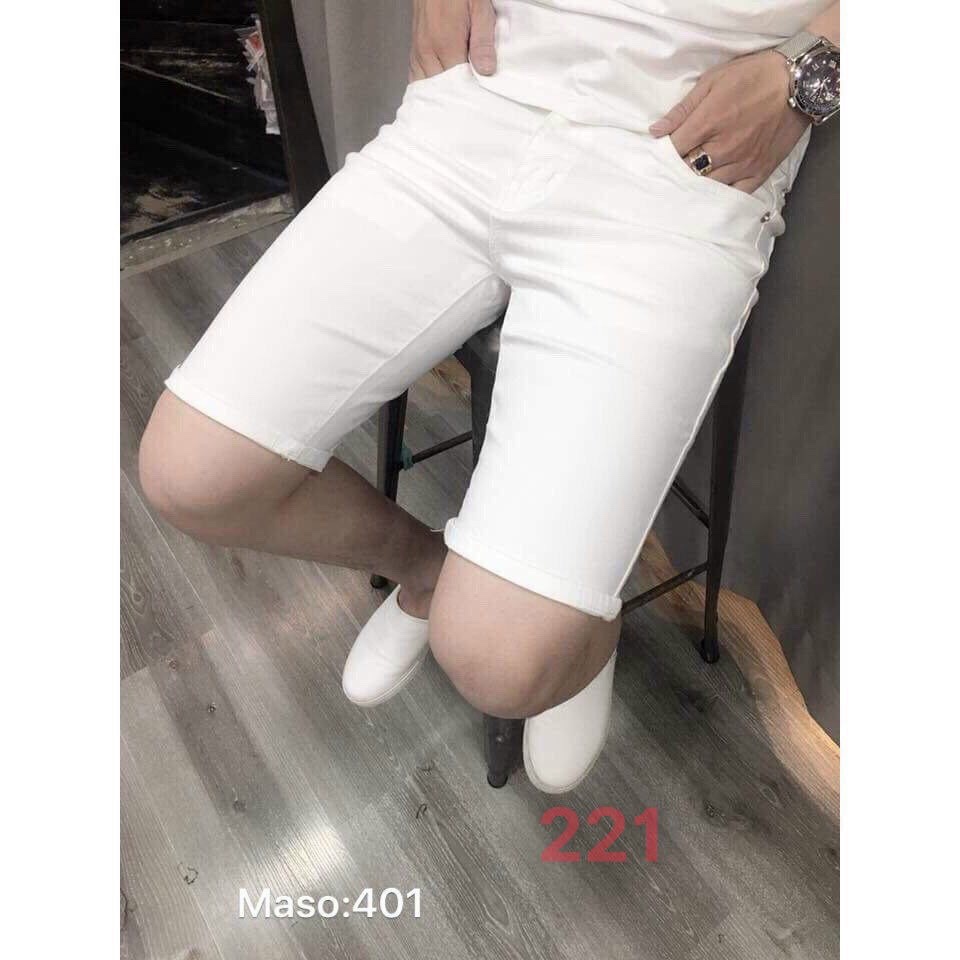 Quần short đùi jean nam trắng trơn  rách gối chất bò , quần jean nam Nhiều Mẫu Mới
