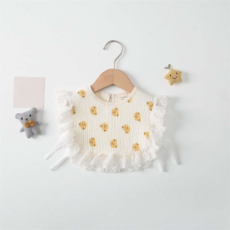 Yếm Ăn Cotton Cổ Lá Sen Xinh Xắn Cho Bé