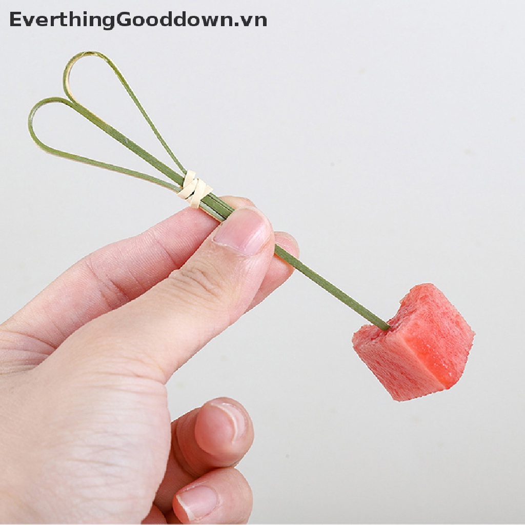 Everthinggooddown Túi 100 Xiên Tre Ăn Trái Cây / Cocktail Thắt Nút Dùng Một Lần