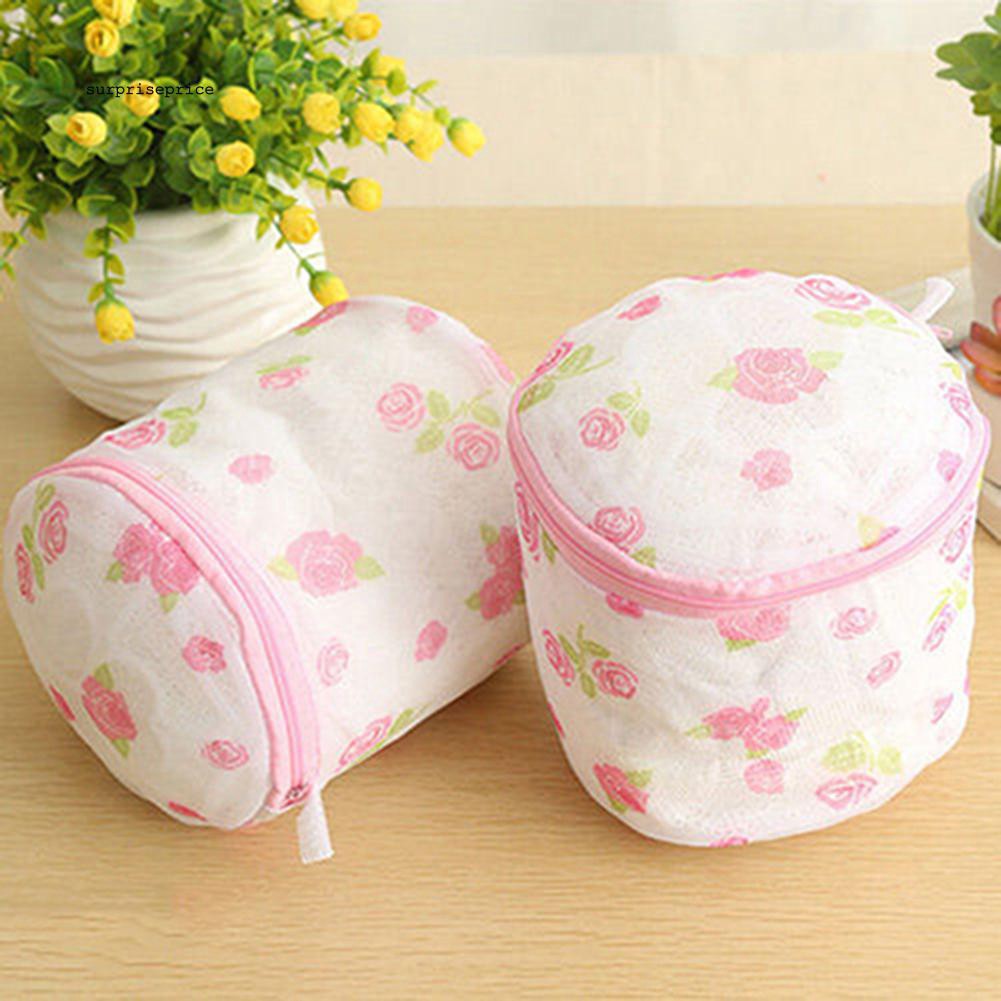 Túi lưới giặt đồ lót thiết kế in hoa có khóa kéo kích thước 15cm x 15cm/15cm x 13cm