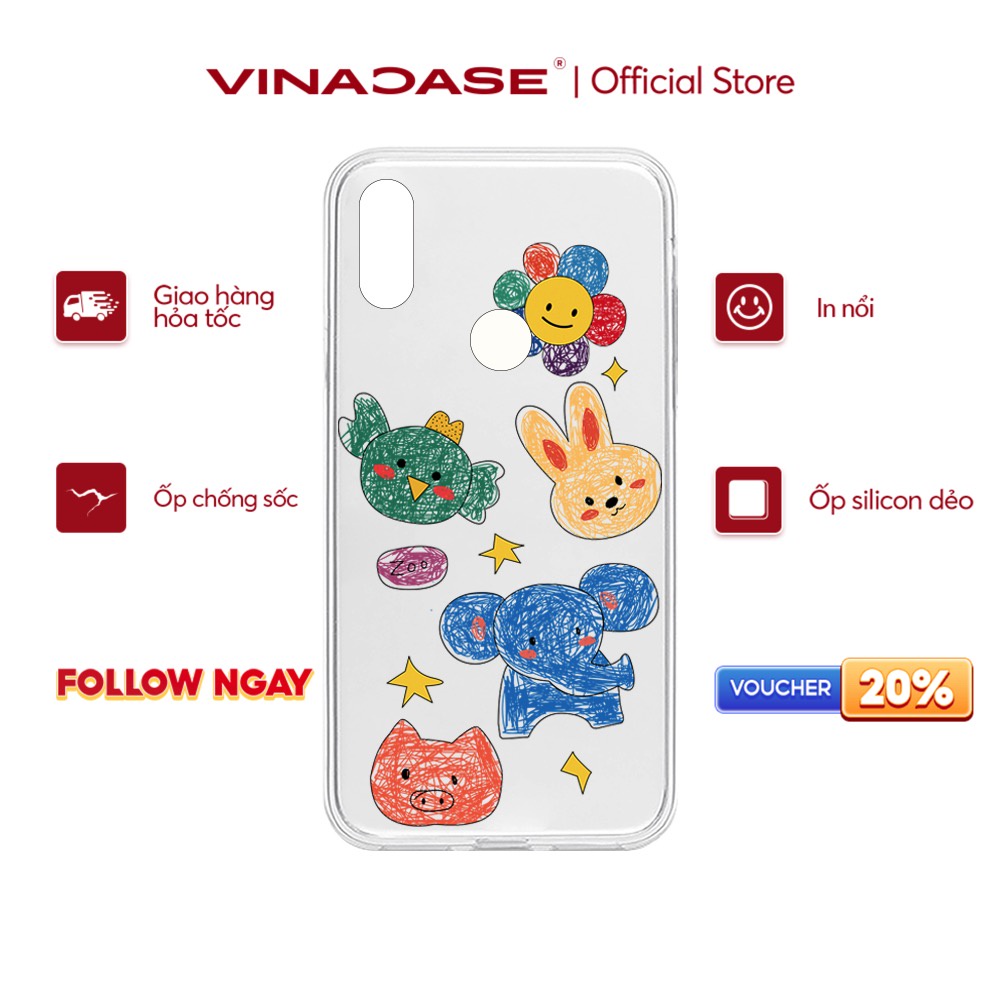 Ốp lưng Vina Case Vsmart Joy 3/Joy 4/Bee 3/...dẻo trong in hình Hoa mặt trời