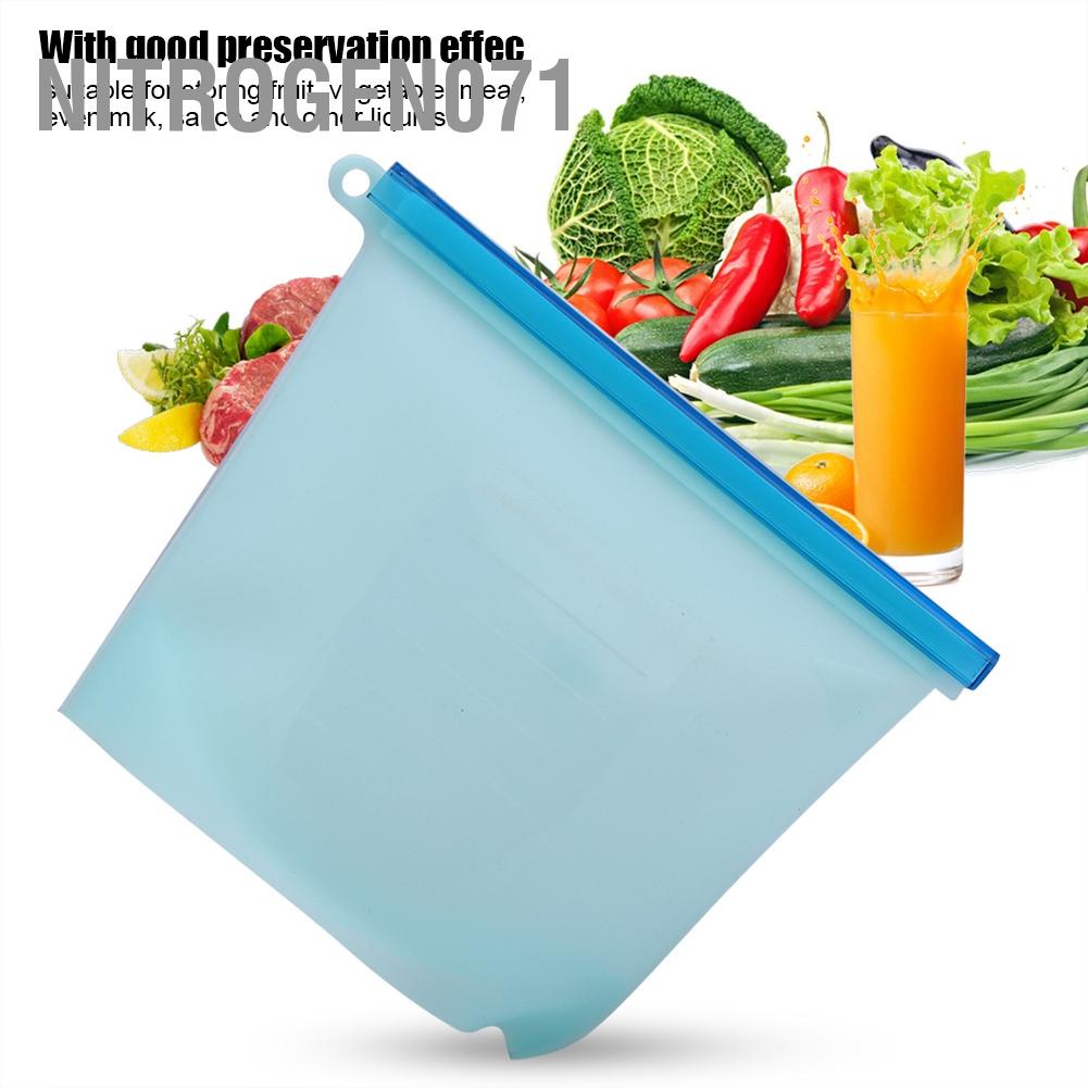 Nitrogen071 Con dấu có thể tái sử dụng 1000ml Hộp đựng thực phẩm bằng silicone Tủ lạnh Trái cây thịt Túi bảo quản sữa