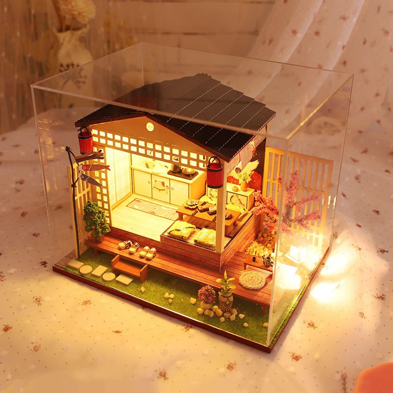 Mô hình nhà DIY Doll House Great House Nhật Bản Kèm Mica Chống bụi, Bộ dụng cụ và Keo dán