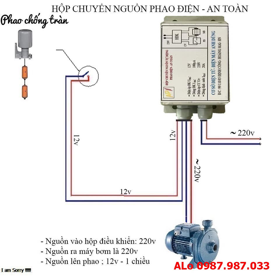 Rơ le an toàn cho phao điện (chuyền nguồn phao thành 12V an toàn)