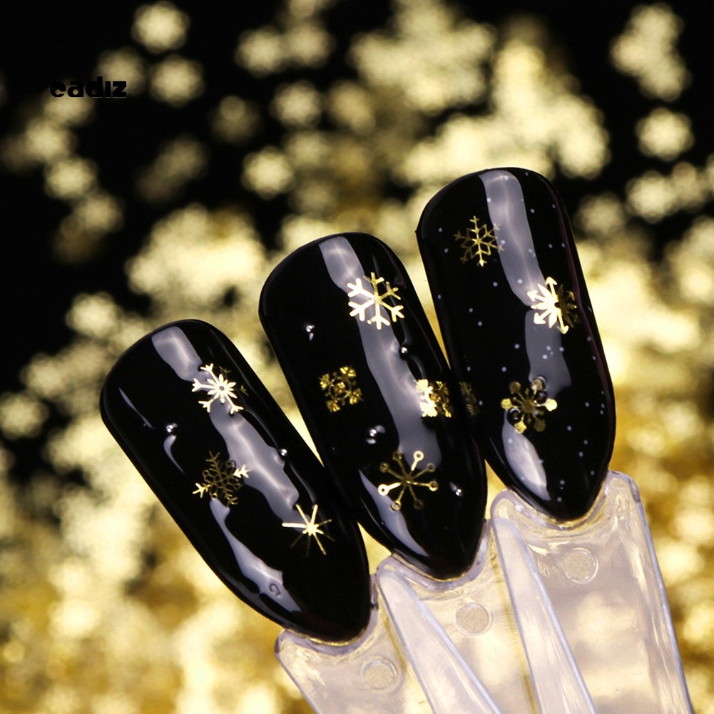 1 Hộp Kim Sa Hình Bông Tuyết Vàng Siêu Mỏng Đính Móng Nghệ Thuật