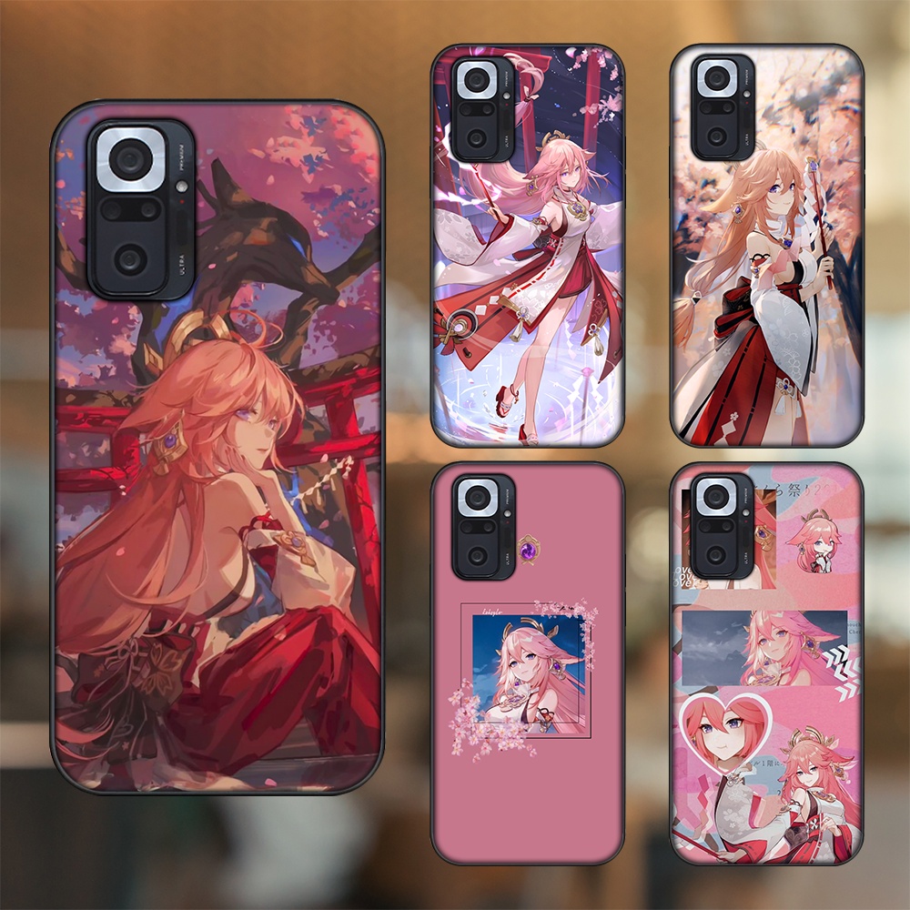 Ốp lưng Xiaomi Redmi Note 10 Pro viền đen in hình Yae Miko Genshin Impact