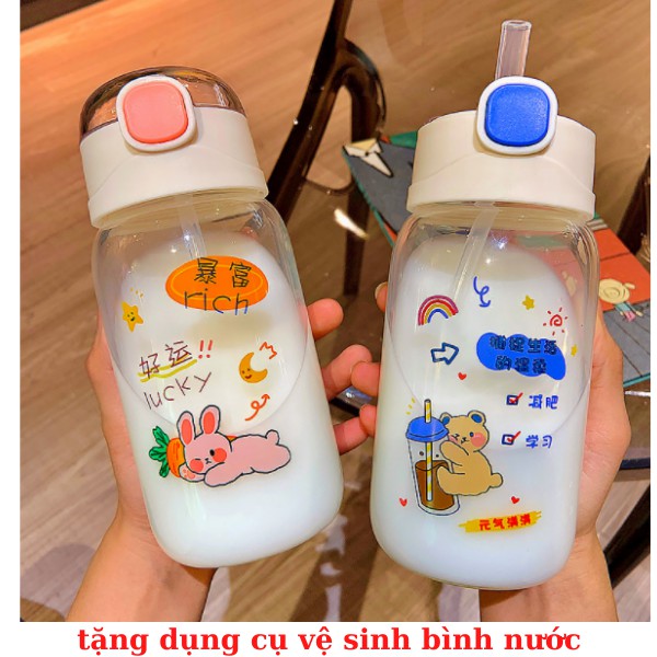 Bình nước cho bé bình nước THỦY TINH cute 500ml binh nước loại tốt