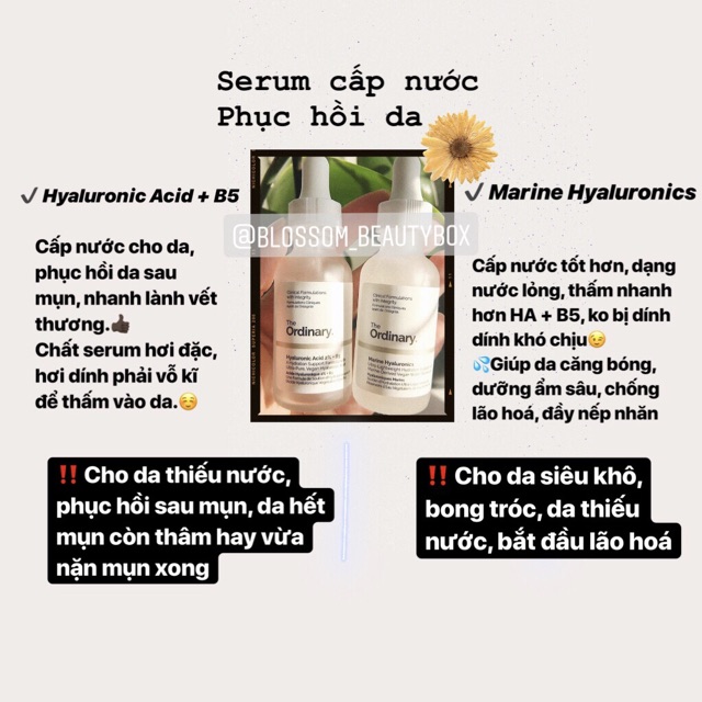 Serum tinh chất cấp nước và phục hồi da The ordinary - Hyaluronic Acid 2% HA + B5
