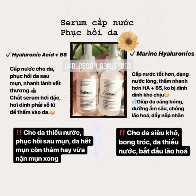 [Mã COS2405 giảm 8% đơn 300K] Serum tinh chất cấp nước và phục hồi da The ordinary - Hyaluronic Acid 2% + B5 / Marine