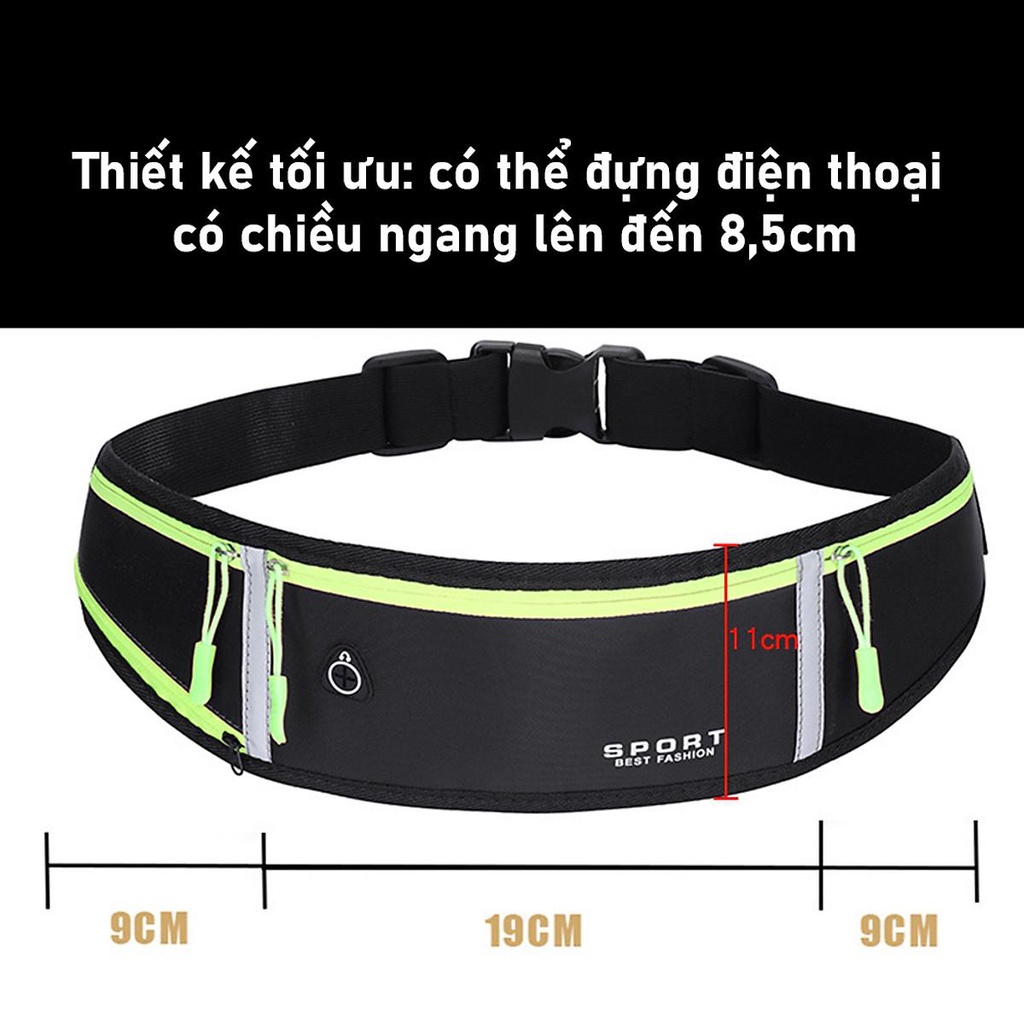 Túi đeo bụng chạy bộ, túi đeo hông tập thể dục, tập gym, leo núi dành cho nam nữ phong cách thể thao