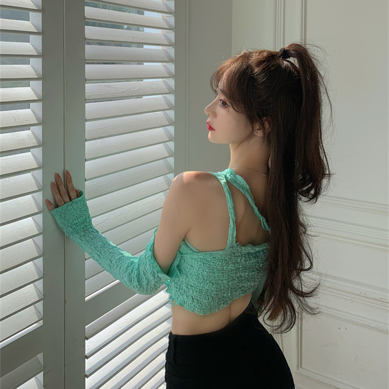 Áo croptop tay dài trễ vai thiết kế độc đáo thời trang quyến rũ dành cho nữ | BigBuy360 - bigbuy360.vn