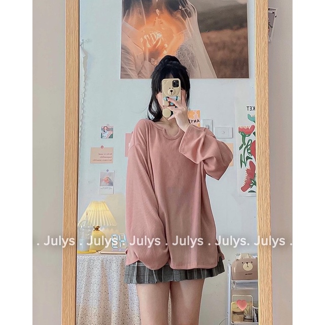 Áo thun gân xốp cổ U form rộng JULYS STORE (ảnh shop chụp kèm video cận chất)