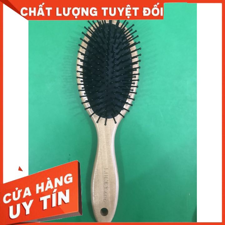 Lược Mát Xa Bằng Gỗ Túi Khí Đệm Khí  mẫu mới Bàn Chải- Xoăn -Thẳng -màu vàng gỗ