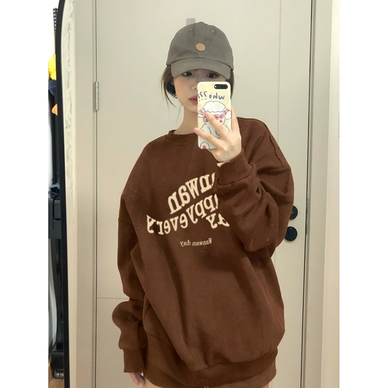 NRVP Áo Thun Nữ Dài Tay Dáng Rộng In Hình Phong Cách Hàn Quốc Mới