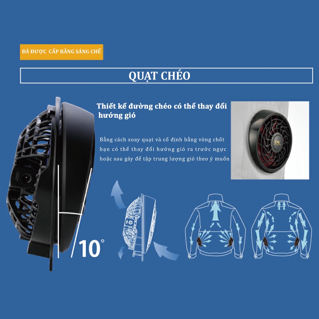 Thanh lý bộ 2 quạt kèm dây cáp áo điều hòa siêu bền KENK Cooling wear nội địa Nhật Bản dạng nấc cài
