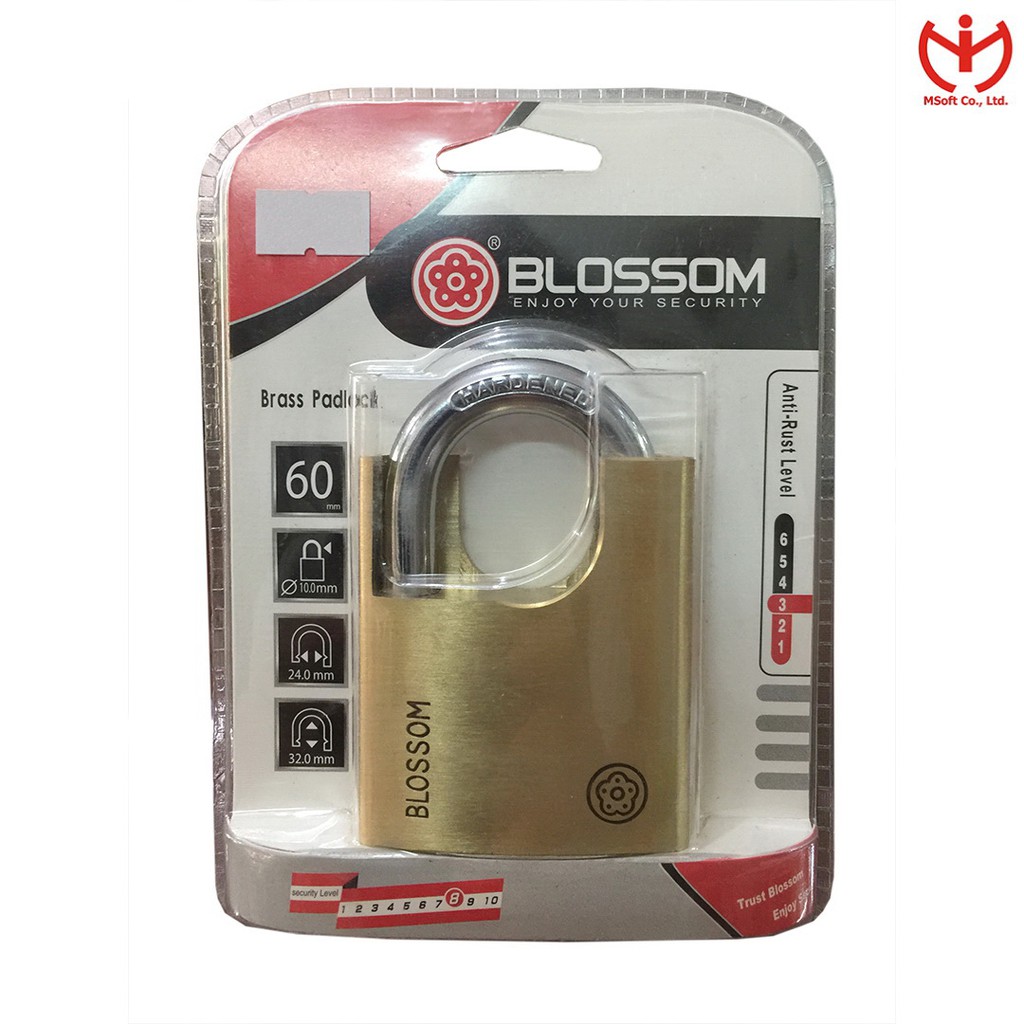 [Hỏa tốc HCM] Ổ khóa chống cắt BLOSSOM thân đồng thau rộng 60mm - MSOFT