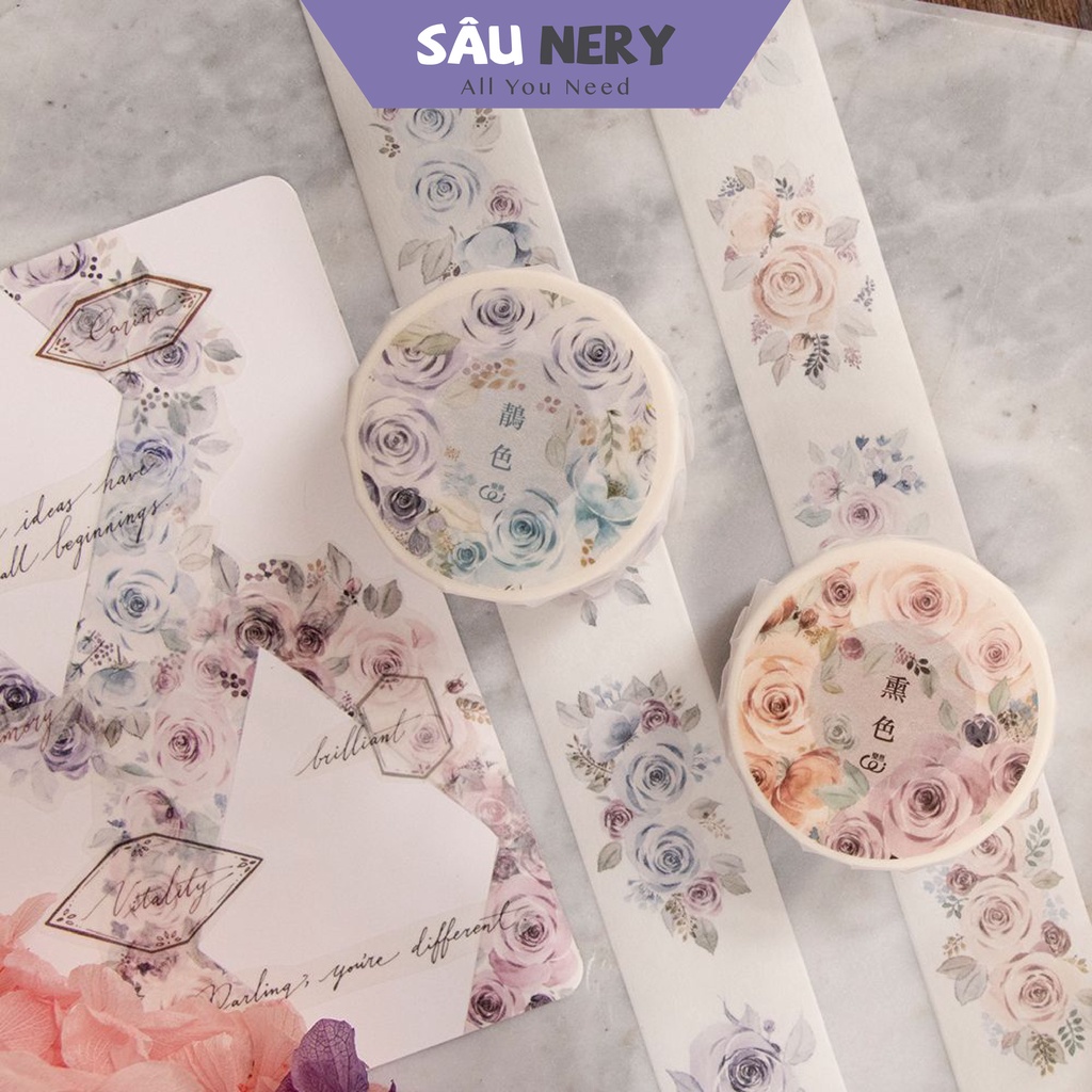 Sâu Nery - Băng dán trang trí washi tape hoa hồng nhỏ by Loi Design