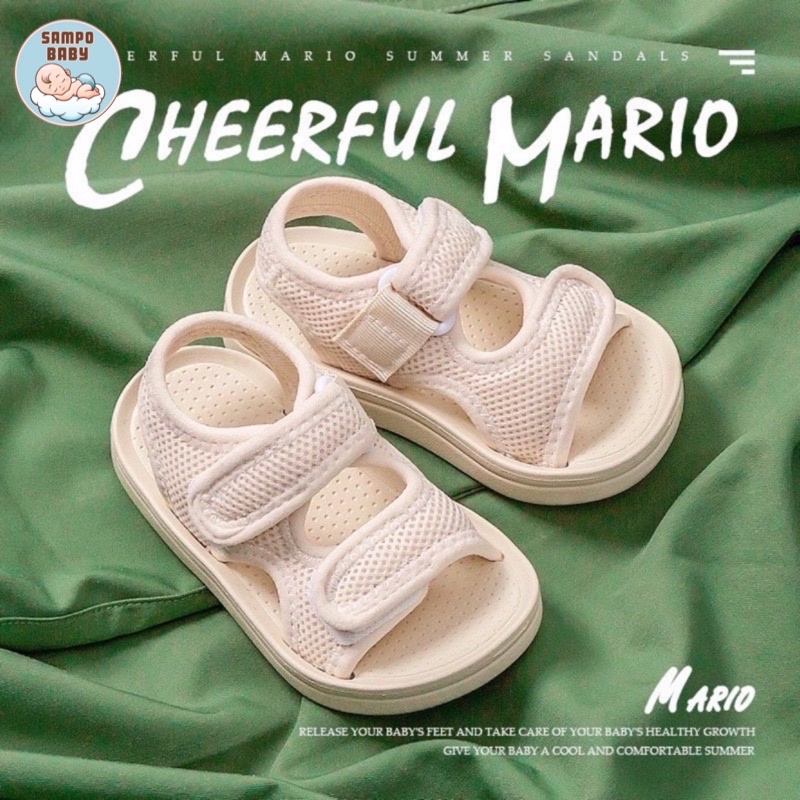 Dép sandal cho bé Cheerful Mario, Quai hậu Mario siêu mềm siêu nhẹ chống trơn trượt