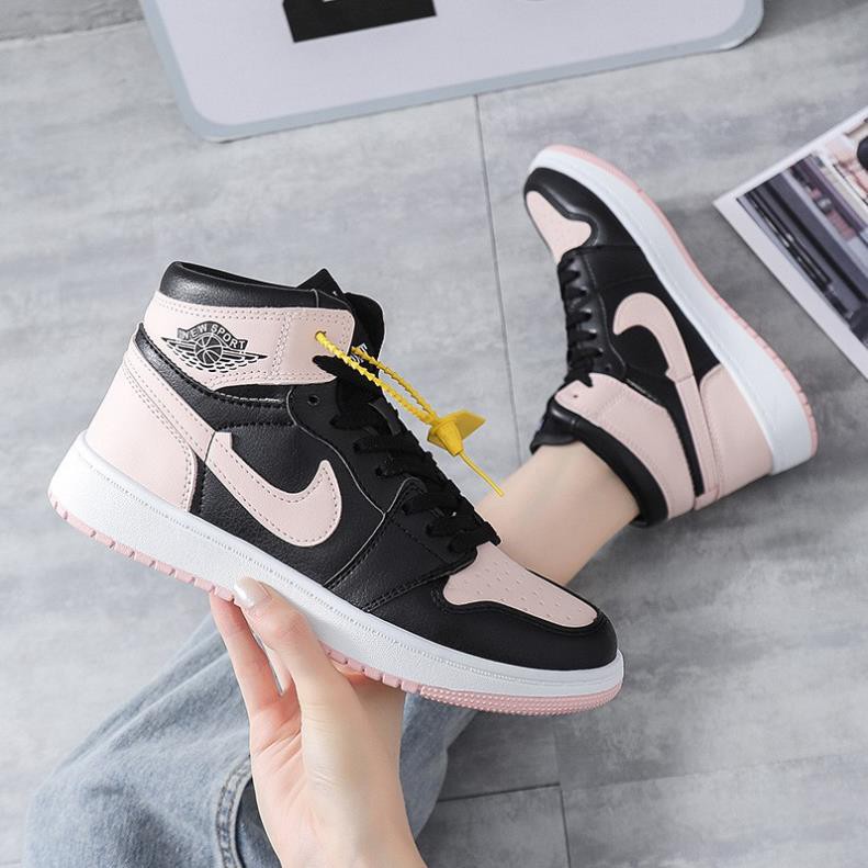 Jordan1 mid aj1 giày nữ không quân một giày mùa xuân nữ 2021 hoang dã anh đào hồng móc giày cao