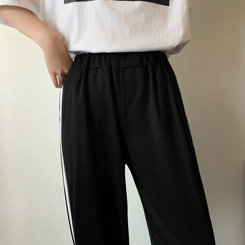 SUXI Quần Dài Nữ Ống Rộng Kẻ Sọc Thời Trang Hàn Quốc