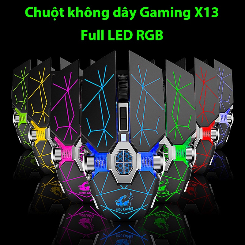 Chuột không dây Coputa chuột máy tính gaming Full LED RGB X13