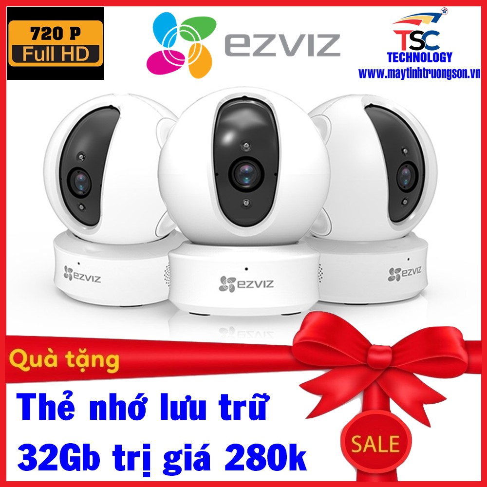 Camera IP Wifi EZVIZ C6N CS-CV246 Ez360 4M QHD 2K 1440P Kèm Thẻ Nhớ Lưu Trữ 128Gb | Kết Nối Wifi/ Lan