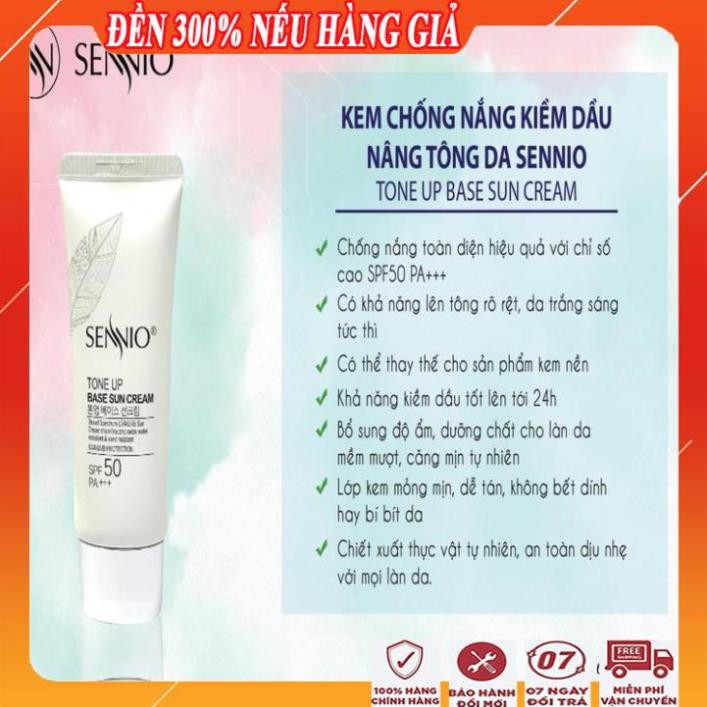 [ LOẠI 1 TỐT NHẤT ] Kem chống nắng kiềm dầu dưỡng trắng da và ngừa mụn hiệu quả/Kem chống nắng sennio hàn quốc