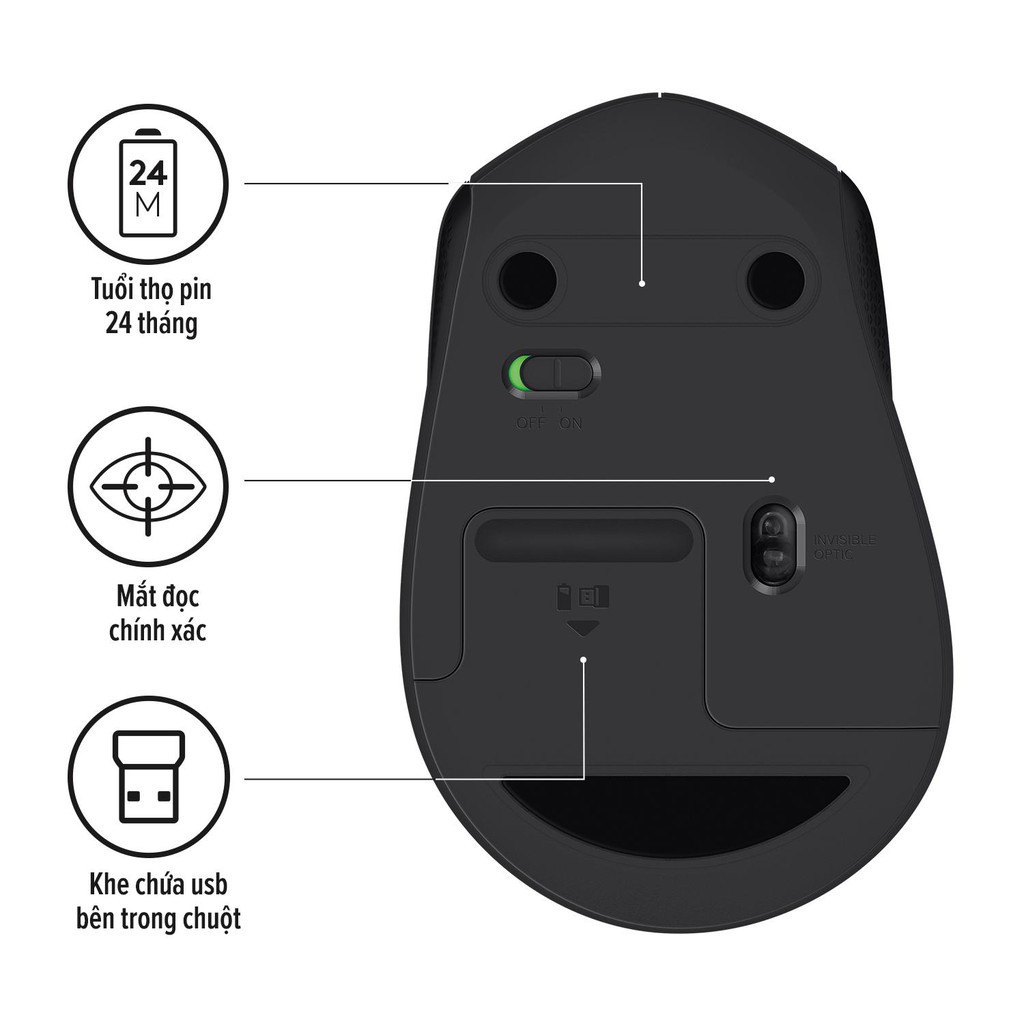 Chuột không dây Logitech M331 - Hàng chính hãng - Bảo hành 12 tháng