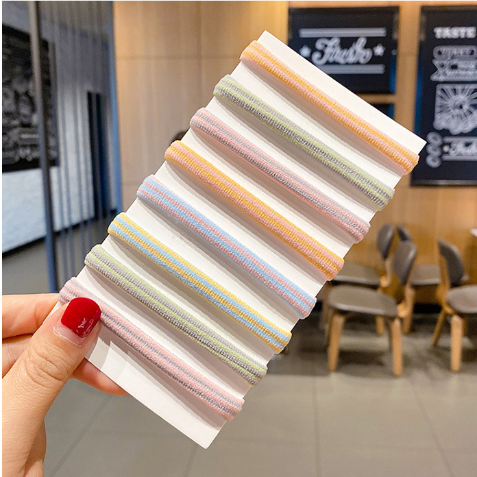 Hộp 10 dây buộc tóc co giãn nhiều màu sắc phong cách thời trang Hàn Quốc