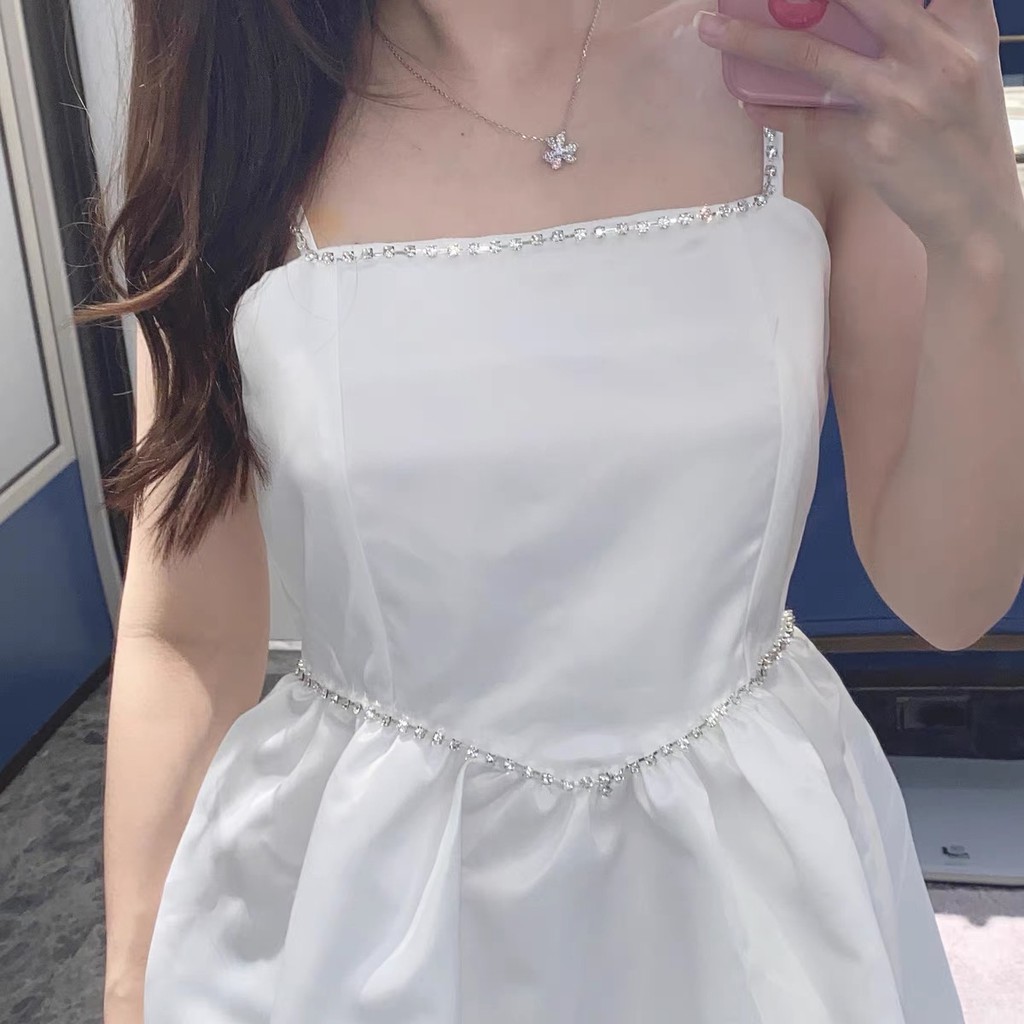 ♥️Đầm,Váy Phồng Trắng Đính NgọcSize S,M,L Tiểu Thư