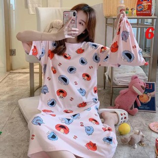 Đầm Dáng Suông ❤️ FREESHIP ❤️ Đầm thun họa tiết hoạt hình siêu CUTE TẶNG KÈM TÚI CUỘN❤️