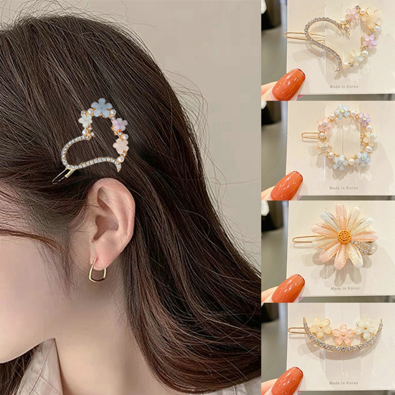 Net Korea Dongdaemun Crystal Hair Clip Side Clip Girly Korean Style Geometric Clip Bangs Clip Ladies Accessories Fashion Accessories Temperament Headdress