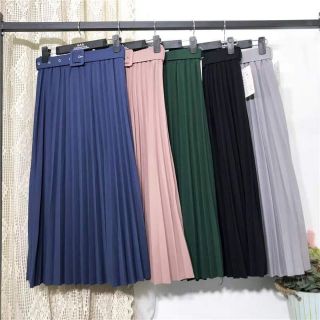 CHÂN VÁY XẾP LY KÈM ĐAI