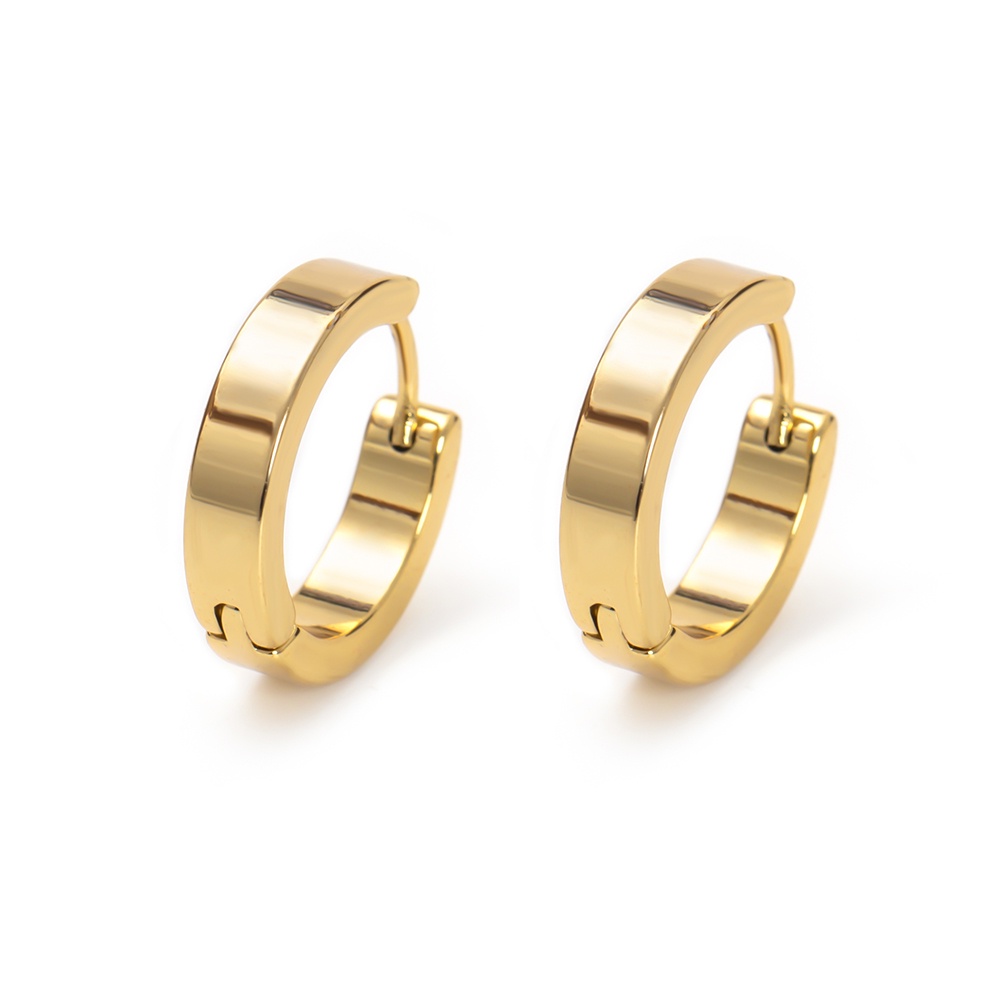 Khuyên Tai Thép Không Gỉ Mạ Vàng 18K 19mm Đơn Giản Phong Cách Hàn Quốc