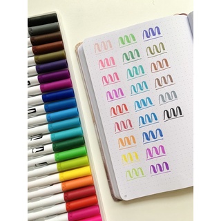 [phát minh] Set 12/24/48/100 Bút 2 Đầu Brush + Line Màu Dual Tip Brush Magic Fly Kháng Nước Tô Màu Bullet Journal Lông K