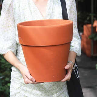 Chậu đất nung siêu lớn có gờ, trồng cây kiểng lá, cây cảnh, miệng chậu 27cm