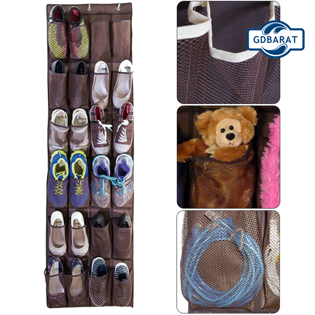 Túi đựng giày dép có móc treo tường sau cửa vải không dệt 24 ngăn giữ gọn gàng tiện lợi