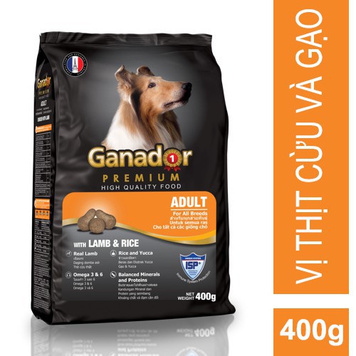 Hạt cho chó Ganador vị thịt cừu gạo 400g, thức ăn cún trưởng thành lớn Con Mèo Xiêm