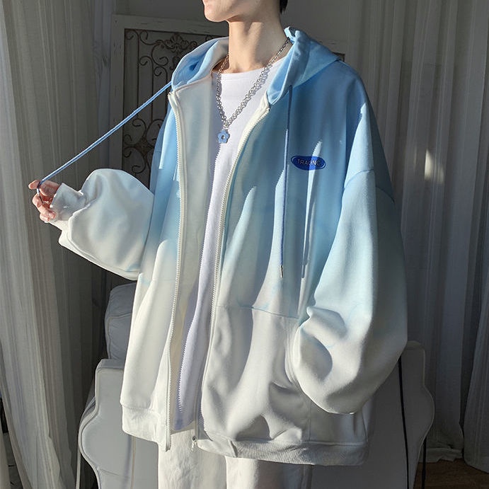 Áo Hoodie Nhuộm Màu Gradient Dáng Rộng Thời Trang Xuân Thu Cho Nam