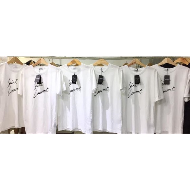 SLP - ÁO THUN NAM NỮ COTTON SAINT LAUREN, ĐEN VÀ TRẮNG CHỮ KÝ, ĐỦ TAGS, CAO CẤP, MỀM MÁT, MENSWEAR WOMENSWEAR TSHIRT
