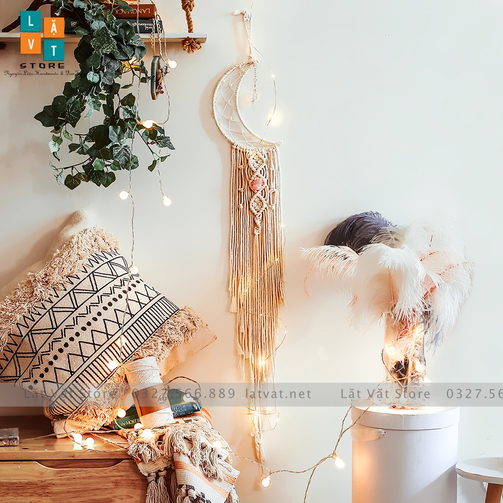 Macrame dệt tay Monternet handmade kiểu Dream Catcher Mặt Trăng Khuyết - thảm dệt tay quà tặng, trang trí, decor home