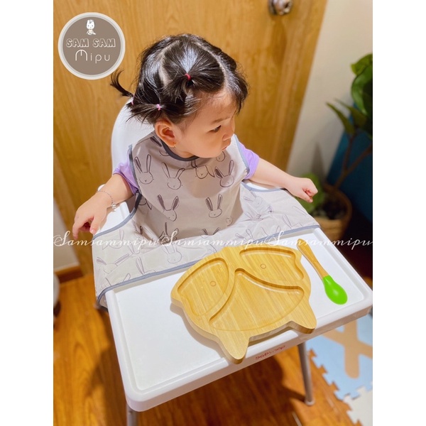 Áo Yếm Chống Thấm Không Tay Thân Ngắn Cho Bé Ăn Dặm BLW Từ 6m đến 2y Có Nút Hít Mặt Bàn - Shop Mẹ Sam