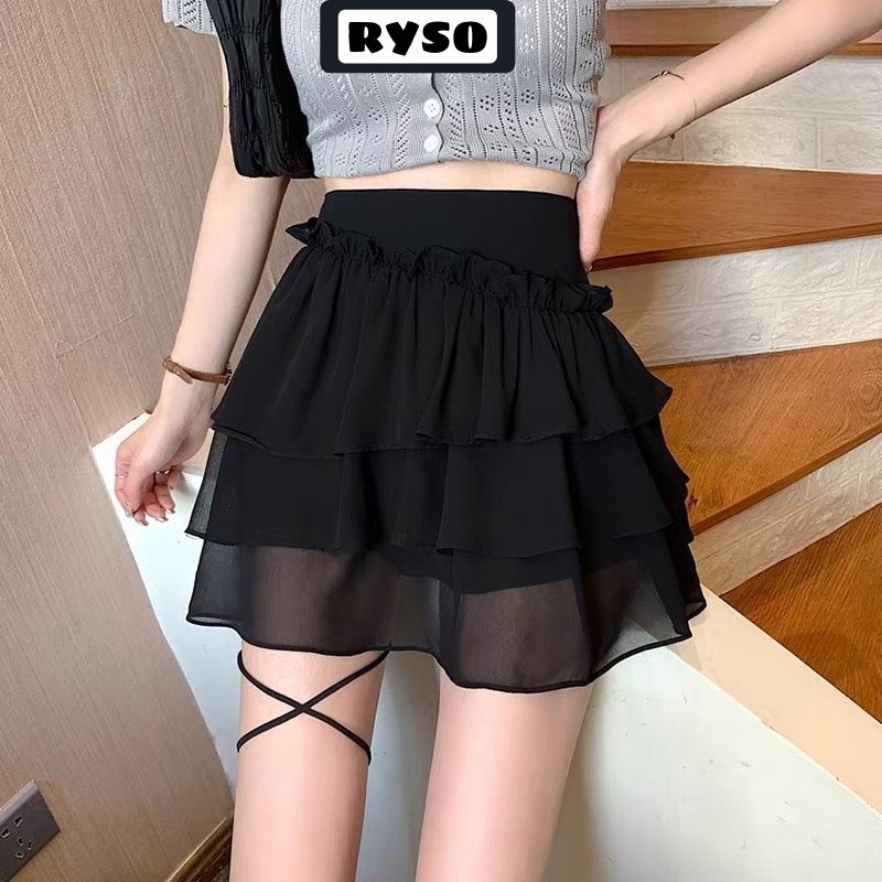 Chân Váy Xòe 3 Tầng Ulzzang Dáng Ngắn Kiểu Chân Đan Dây ( có quần trong )