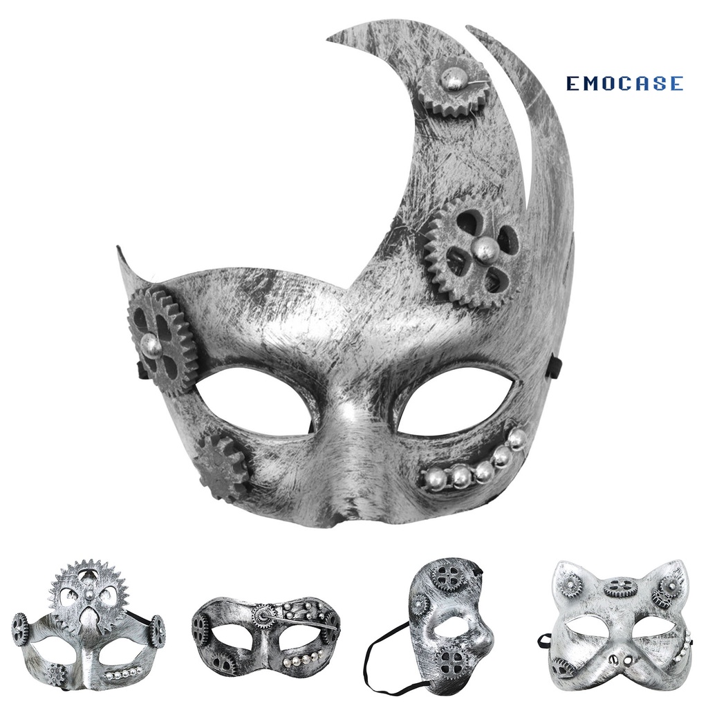 Mặt Nạ Hóa Trang Halloween Che Phủ Toàn Diện Mạ Bạc Bóng Bẩy Phong Cách Steampunk Cổ Điển Trọng Lượng Nhẹ Có Thể Tái Sử Dụng