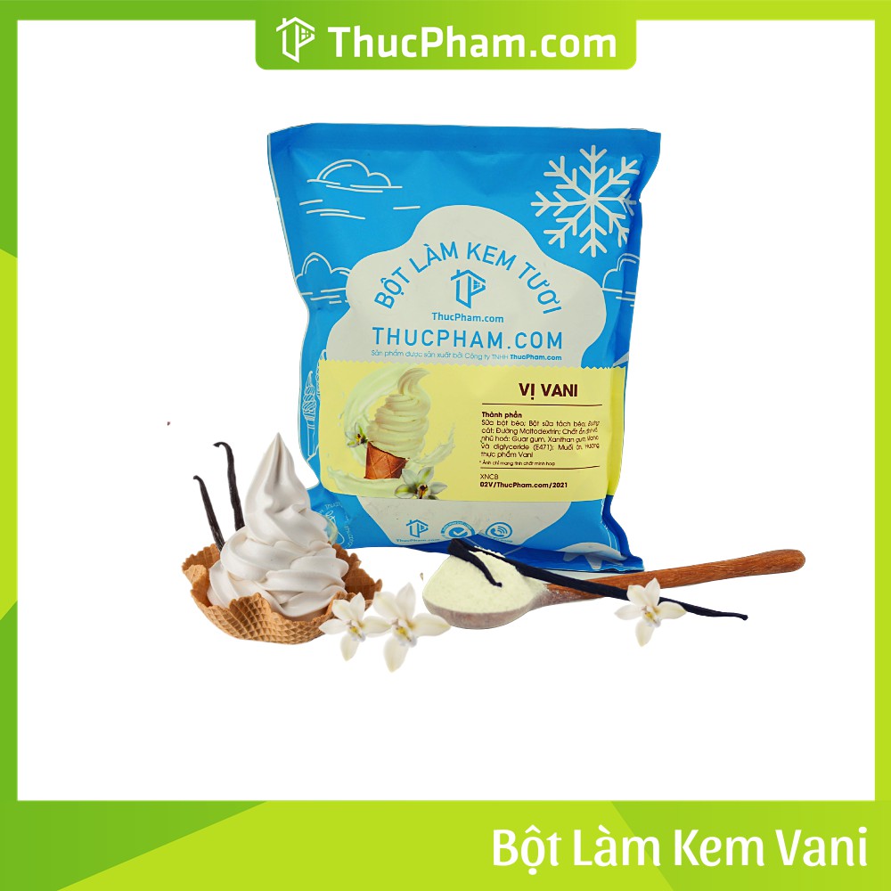 Bột Làm Kem Tươi THUCPHAM.COM Vị Vani 1kg - Công Thức Độc Quyền Hương Vị Mới, Không Gắt, Không Hắc