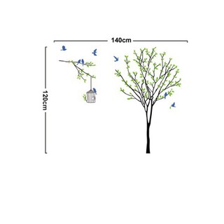Decal trang trí Cành Cây lớn và lồng chim
