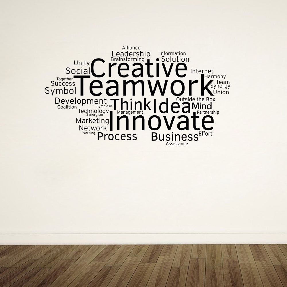 Decal tiếng anh trang trí văn phòng mẫu Teamwork số 3 (57 x 106 cm)