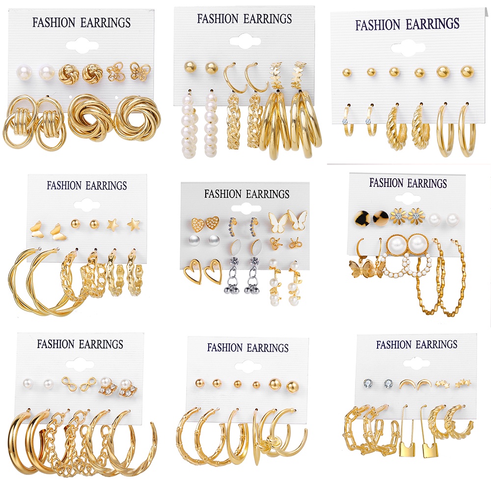 iF YOU Bộ Khuyên Tai Mạ Vàng Hình Trái Tim Đính Ngọc Trai Phong Cách Hàn Quốc