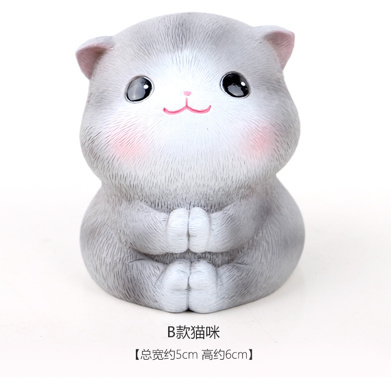 Set mô hình 5 mèo con SOUVENIRS, mô hình mèo mini để bàn màu xám full biểu cảm đáng yêu dễ thương cute